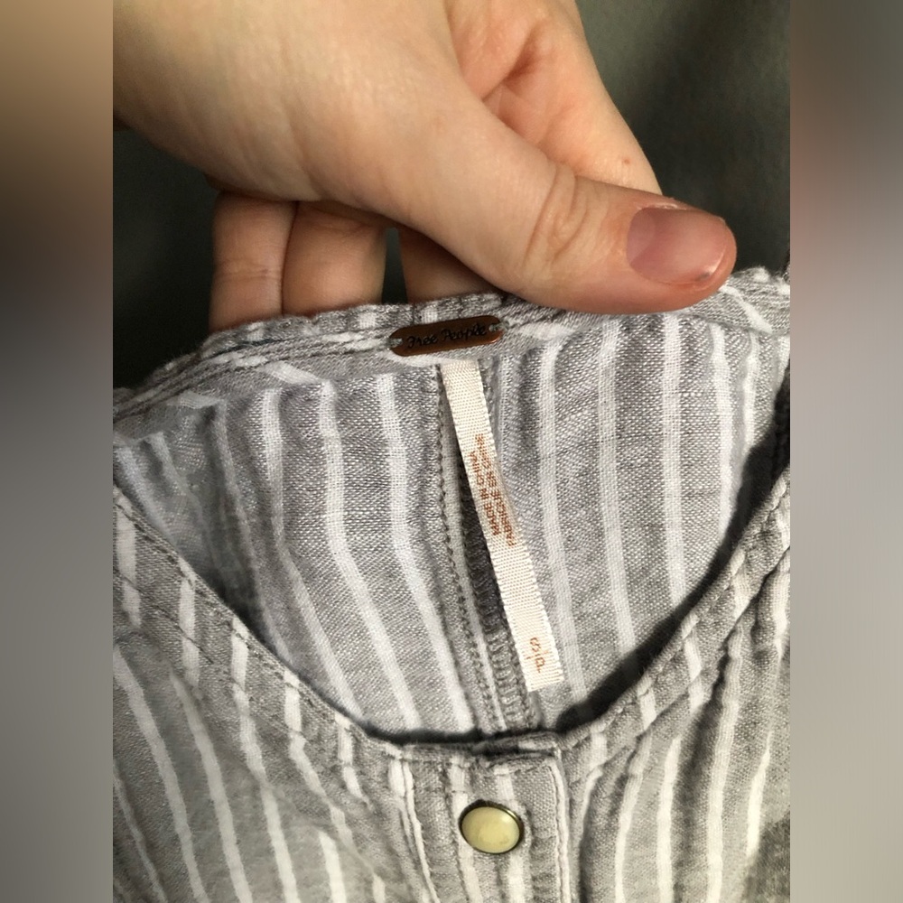 Free People Linen Overall Striped Mini Dress - Picture 4 of 11